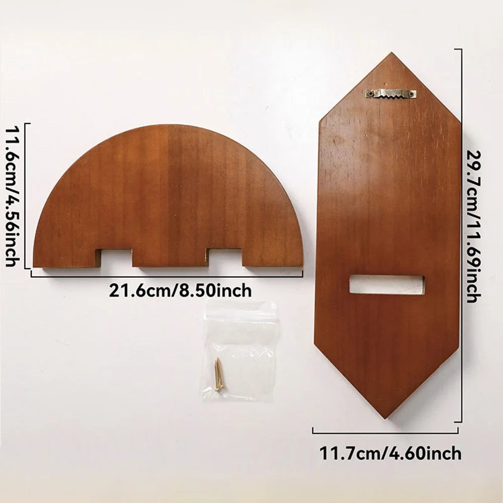 2Pcs Diamond Shape Wood Wall Floating Shelves Plant Pot Holders Home Decor - Dark Wood Color - 4