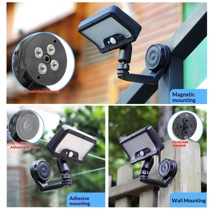 CCP0144 92-LED Motion Sensor Magnetic Wall Light IP65 Waterproof Outdoor Garden Solar Lamp - White Light - 3