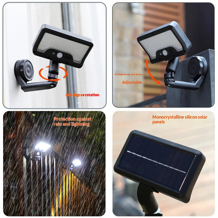 CCP0144 92-LED Motion Sensor Magnetic Wall Light IP65 Waterproof Outdoor Garden Solar Lamp - White Light - 4