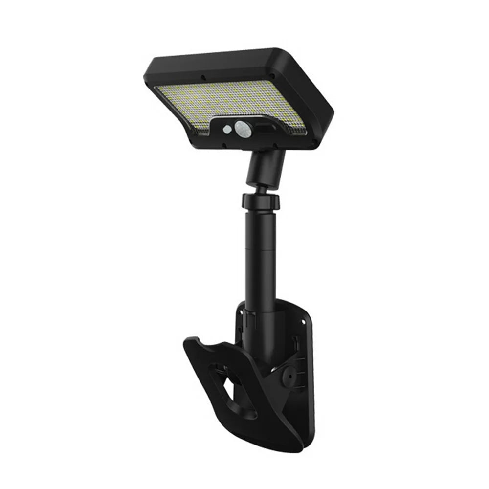 Solar Powered Garden Light IP65 Waterproof 92-LED PIR Motion Sensor Clip-on Outdoor Yard Lamp - Black/White Light - 1