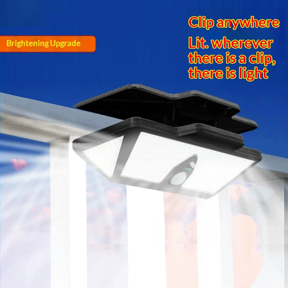 CCP042 3 Color Modes 208 LEDs Motion Sensor Outdoor Wall Light Clip-on Solar Powered Garden Lamp - High-End Version - 2