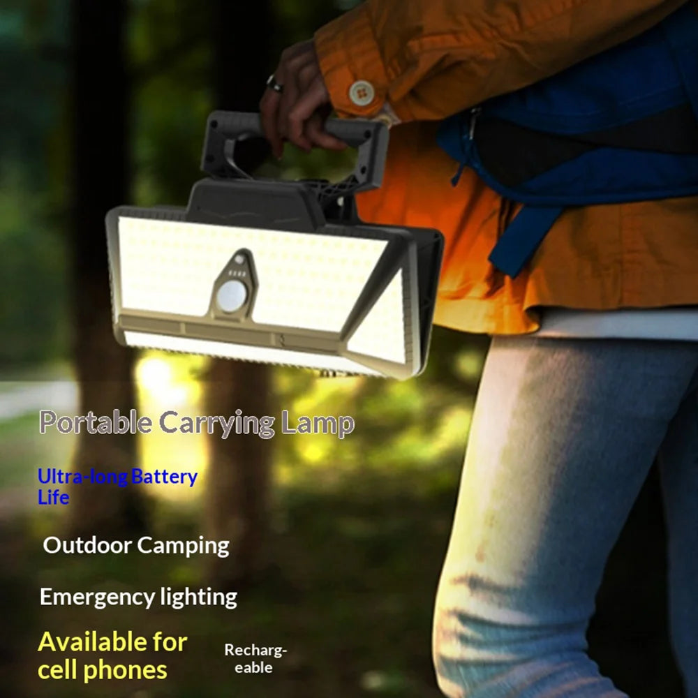 CCP042 3 Color Modes 208 LEDs Motion Sensor Outdoor Wall Light Clip-on Solar Powered Garden Lamp - High-End Version - 3