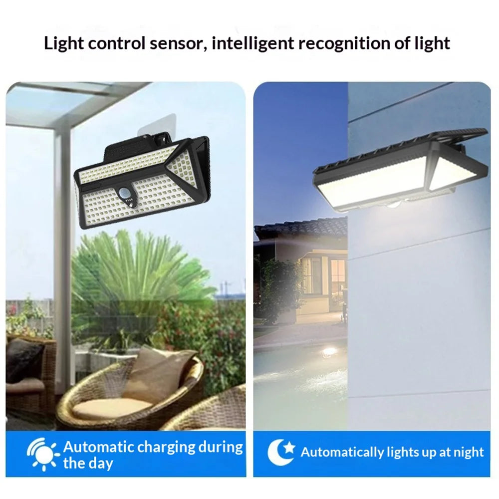 CCP042 3 Color Modes 208 LEDs Motion Sensor Outdoor Wall Light Clip-on Solar Powered Garden Lamp - High-End Version - 4