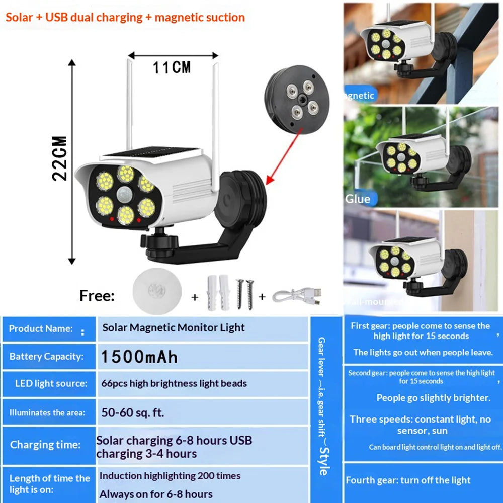 P42 Fake Camera Design Solar Security Light for Outdoor IP65 Waterproof Motion Sensor Wall Lamp - 6