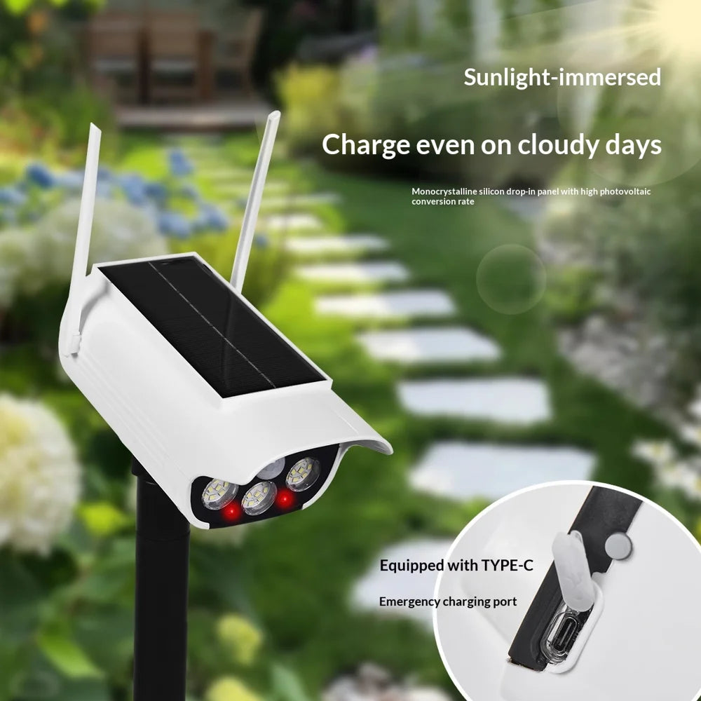 P45 Fake Security Camera Solar Powered Light Motion Sensor IP65 Waterproof Outdoor Garden LED Lamp - 3