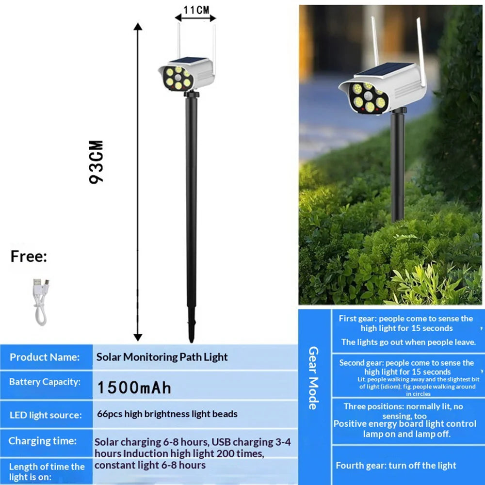 P45 Fake Security Camera Solar Powered Light Motion Sensor IP65 Waterproof Outdoor Garden LED Lamp - 6