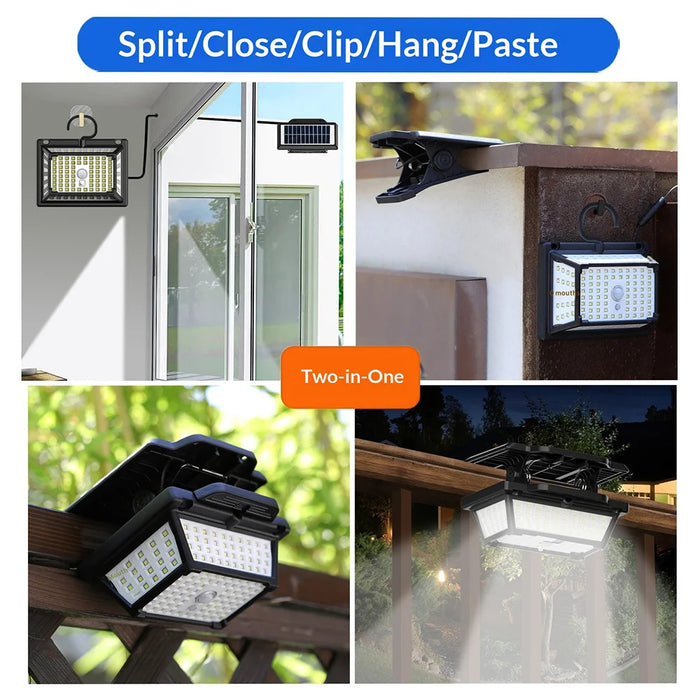 CCP087 190 LEDs Solar Powered Split Motion Sensor Light IP65 Waterproof Outdoor Garden Hanging Lamp - White Light - 2