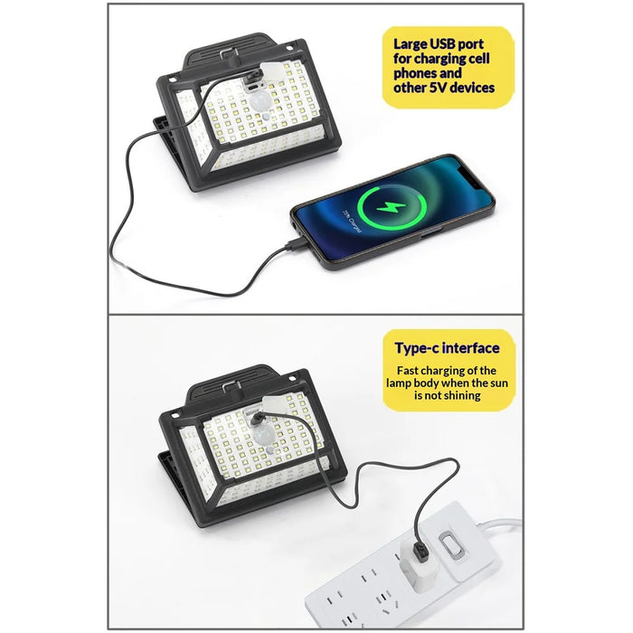 CCP087 190 LEDs Solar Powered Split Motion Sensor Light IP65 Waterproof Outdoor Garden Hanging Lamp - White Light - 4