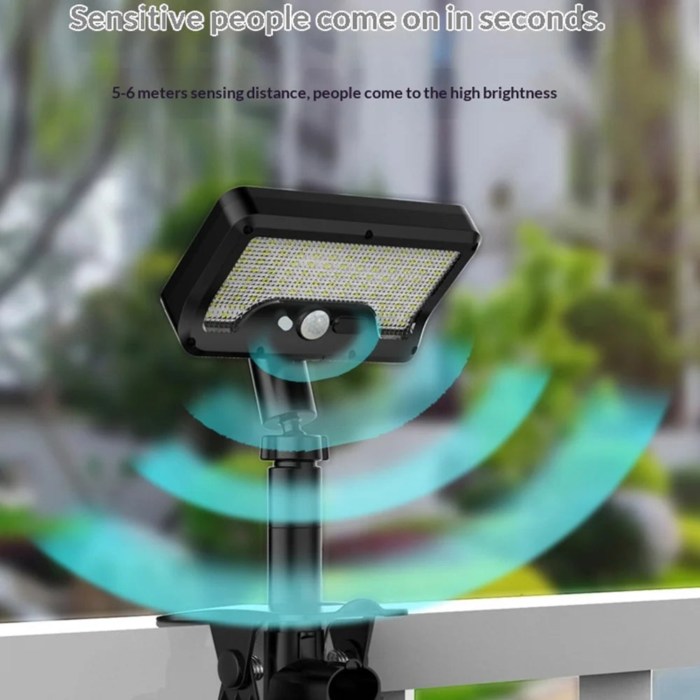IP65 Waterproof Solar Outdoor Light PIR Motion Sensor LED Garden Light with Clamp for Yard - P14/Black - 3