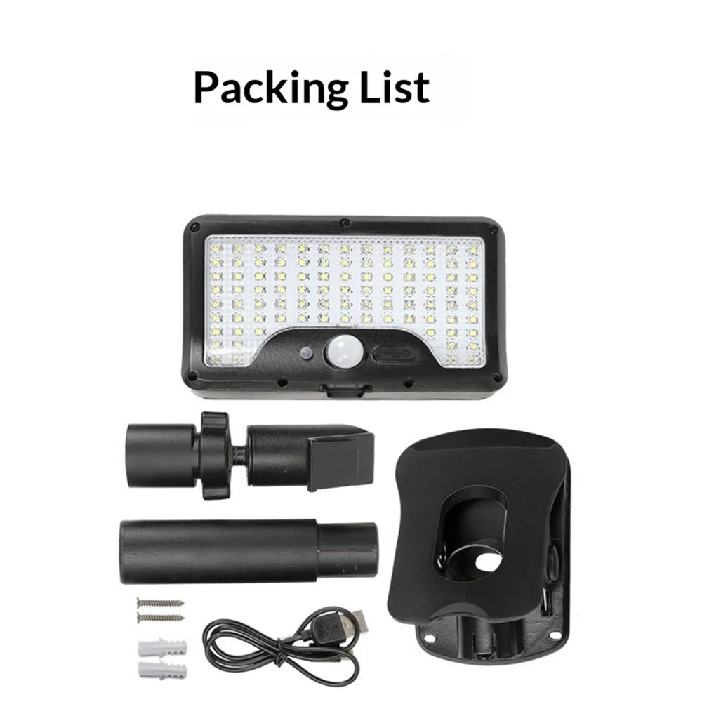 IP65 Waterproof Solar Outdoor Light PIR Motion Sensor LED Garden Light with Clamp for Yard - P14/Black - 7