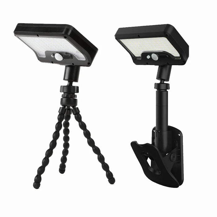 P21 Solar Motion Sensor Light IP65 Waterproof 92 LEDs Outdoor Garden Clamp Lamp with Octopus Mount - Black - 1