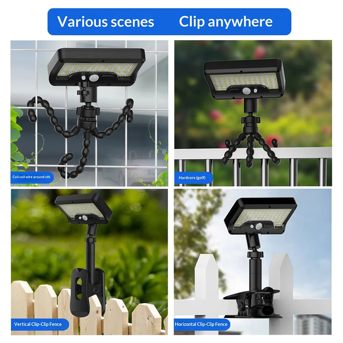 P21 Solar Motion Sensor Light IP65 Waterproof 92 LEDs Outdoor Garden Clamp Lamp with Octopus Mount - Black - 3