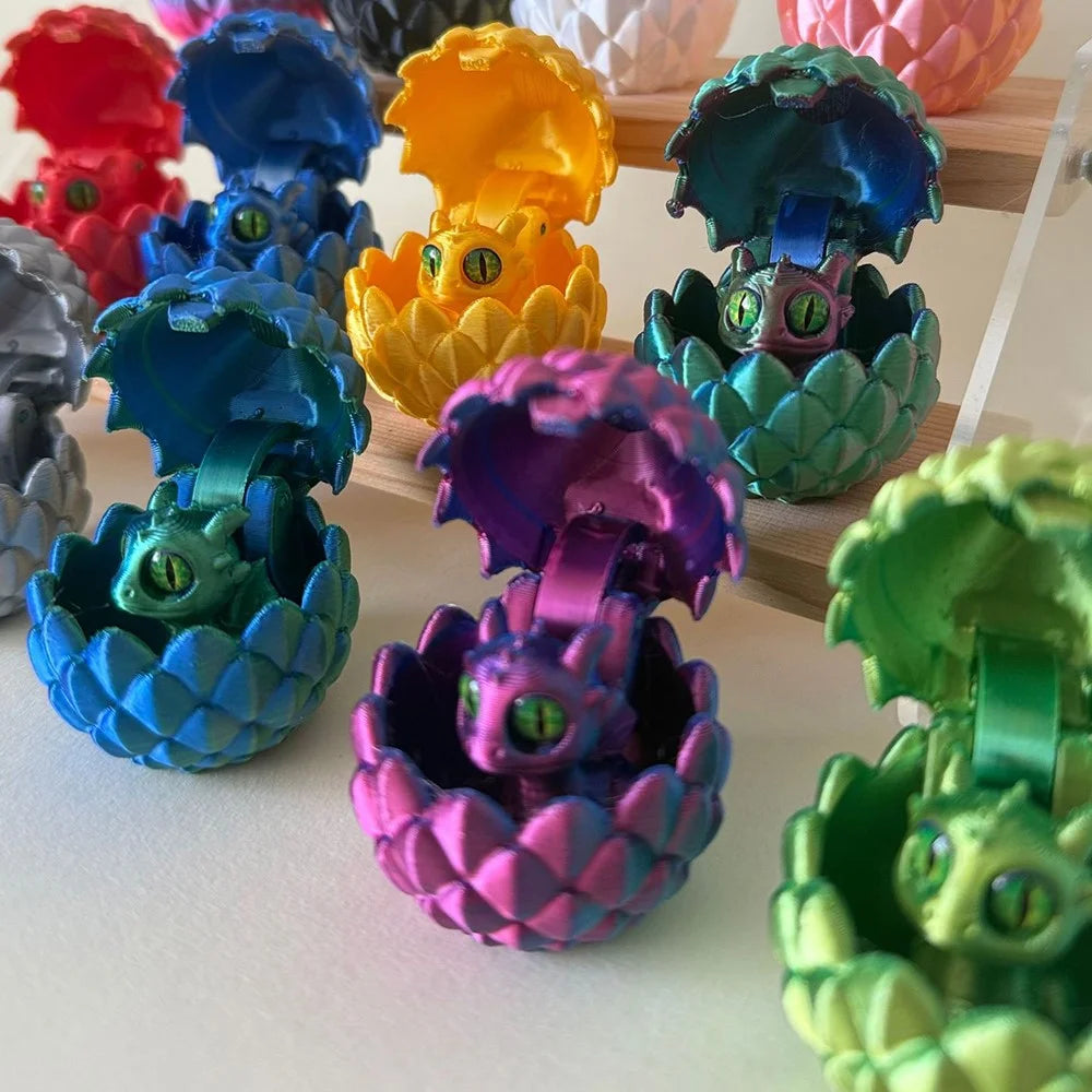 3D Printed Dragon Egg Toy Set Opening Hatching Eggs with Mini Dragons Individually Packaged PLA Storage Figurines for Desk Decoration - Purple - 3
