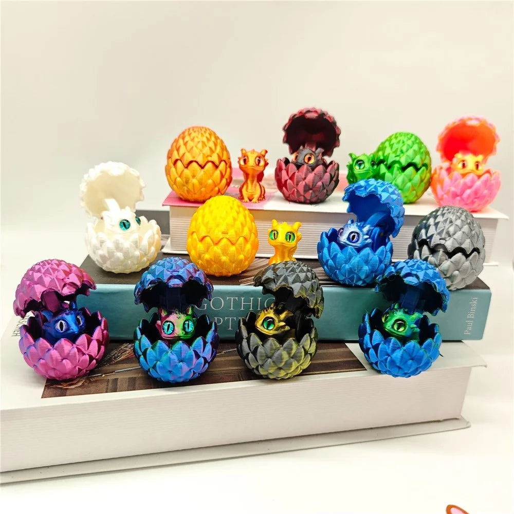 3D Printed Dragon Egg Toy Set Opening Hatching Eggs with Mini Dragons Individually Packaged PLA Storage Figurines for Desk Decoration - Purple - 5