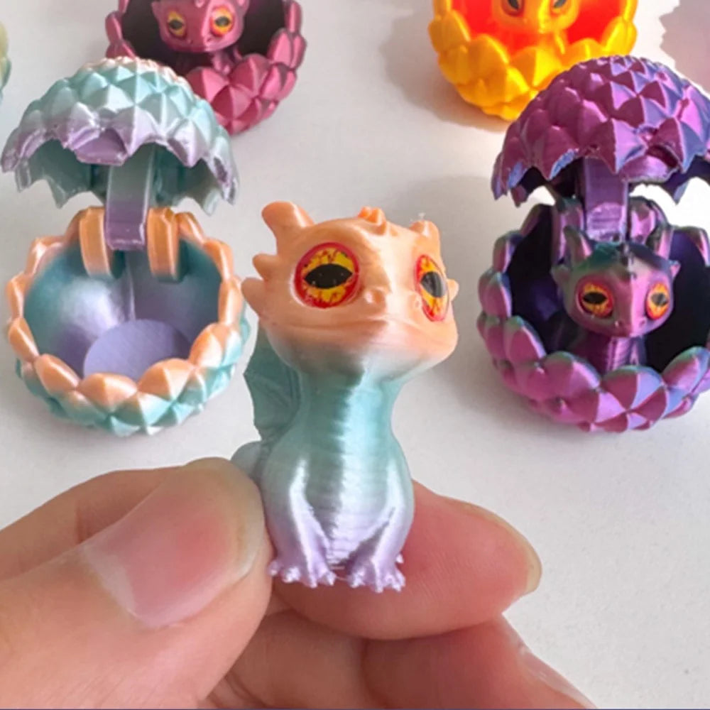 3D Printed Dragon Egg Baby Dragon Toy Set Individually Packaged PLA Desktop Figurine for Home Decor - Candy Orange - 2
