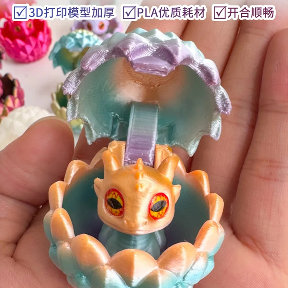 3D Printed Dragon Egg Baby Dragon Toy Set Individually Packaged PLA Desktop Figurine for Home Decor - Candy Orange - 3
