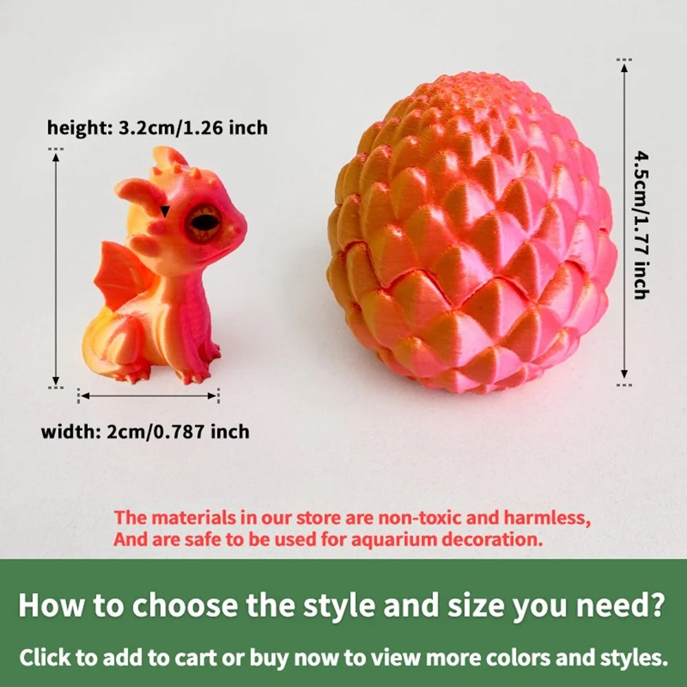3D Printed Dragon Egg Baby Dragon Toy Set Individually Packaged PLA Desktop Figurine for Home Decor - Candy Orange - 6
