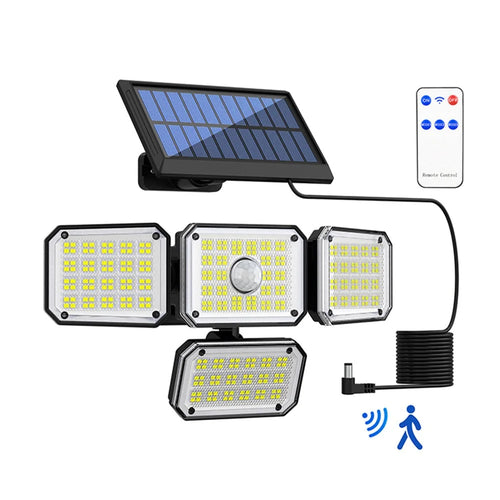 TG-TY18402 Solar Motion Sensor Light 4 Heads 336 LED 2000mAh Wall Lamp for Outdoor Garden Garage - 1