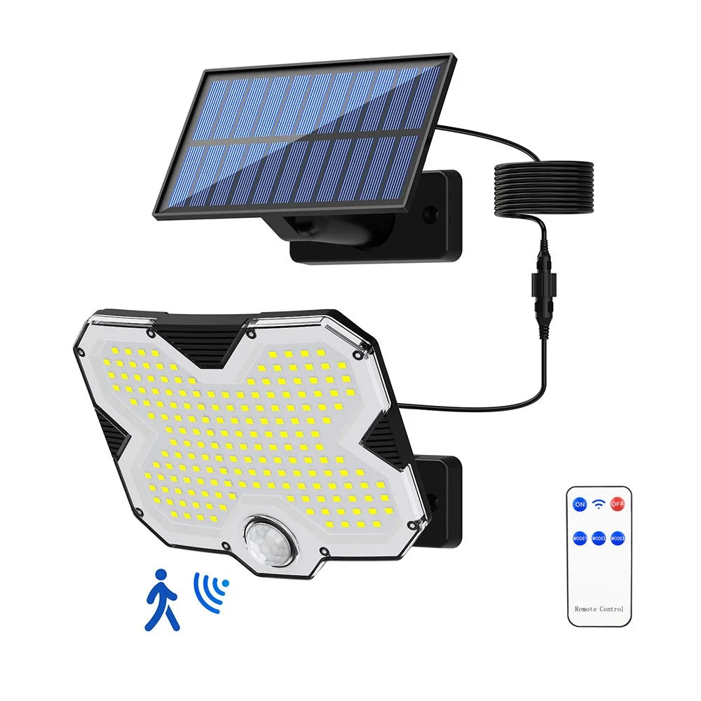 TG-TY17201 Solar Motion Sensor Wall Light 180 LED Remote Control 3 Modes Wall Lamp for Garden Patio - 1