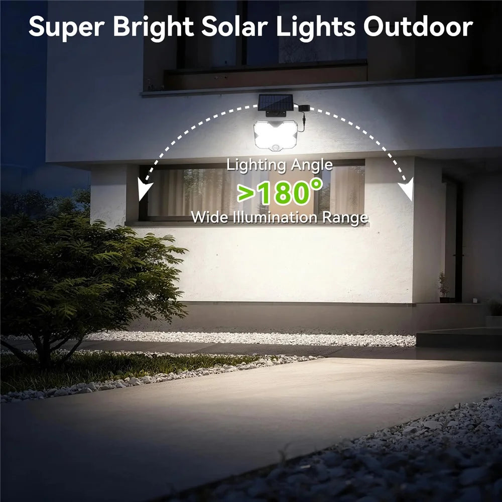 TG-TY17201 Solar Motion Sensor Wall Light 180 LED Remote Control 3 Modes Wall Lamp for Garden Patio - 3