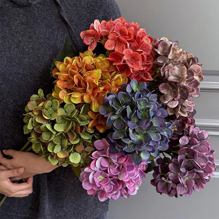 5Pcs Artificial Hydrangea Flowers 3D Realistic Silk Flowers for Home Decor Photography Props - White - 2