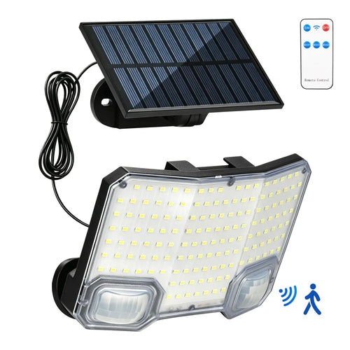 TG-TY19502 144-LED Solar Motion Sensor Wall Light 3 Modes Remote Control Waterproof Wall Lamp for Garden Patio - 1