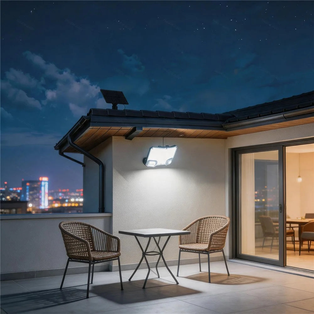 TG-TY19502 144-LED Solar Motion Sensor Wall Light 3 Modes Remote Control Waterproof Wall Lamp for Garden Patio - 7