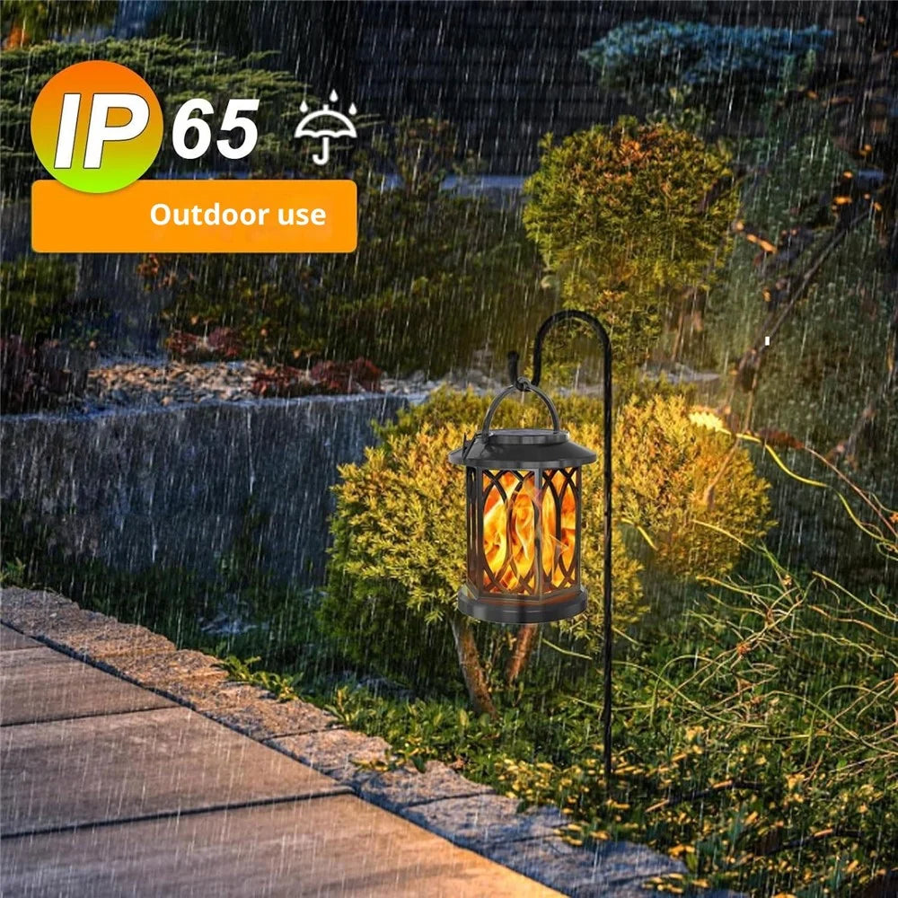 2Pcs Solar Flame Effect Lantern Design LED Flickering Light IP65 Waterproof Clip Hook Garden Light - Flame Type - 4