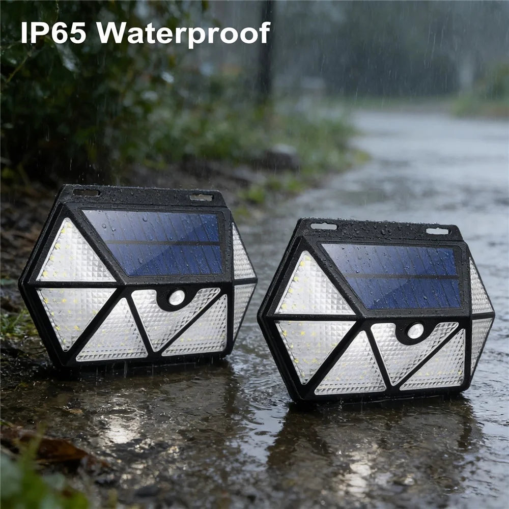 YY-61352 2Pcs 135 LED Solar Wall Lights Seven-Sided Design PIR Motion Sensor IP65 Waterproof Outdoor Garden Yard Security Lamp - 7