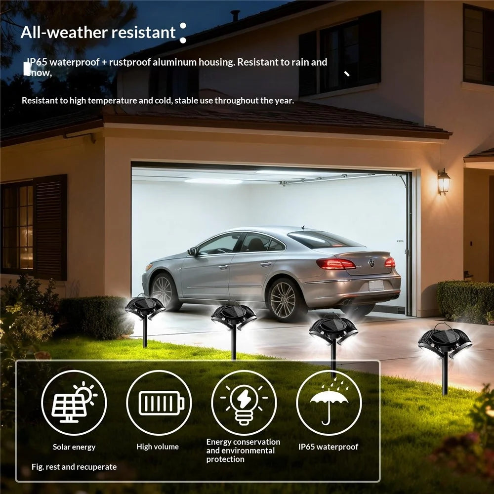 YY-53041 Outdoor 304 LED Solar Round-Shaped Driveway Lights Adjustable Angle Garden Pathway Illumination Parking Spotlights - 5