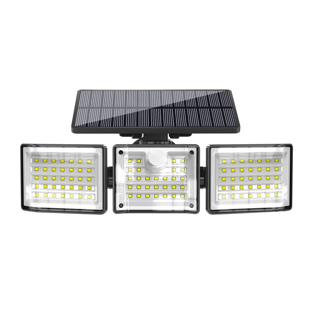 YY-20993 Solar Powered 3-Head 99 LED Security Light PIR Motion Sensor IP65 Waterproof Wall Lamp for Yard Garden Garage - 1