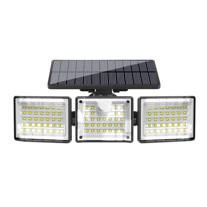 YY-20993 Solar Powered 3-Head 99 LED Security Light PIR Motion Sensor IP65 Waterproof Wall Lamp for Yard Garden Garage - 1