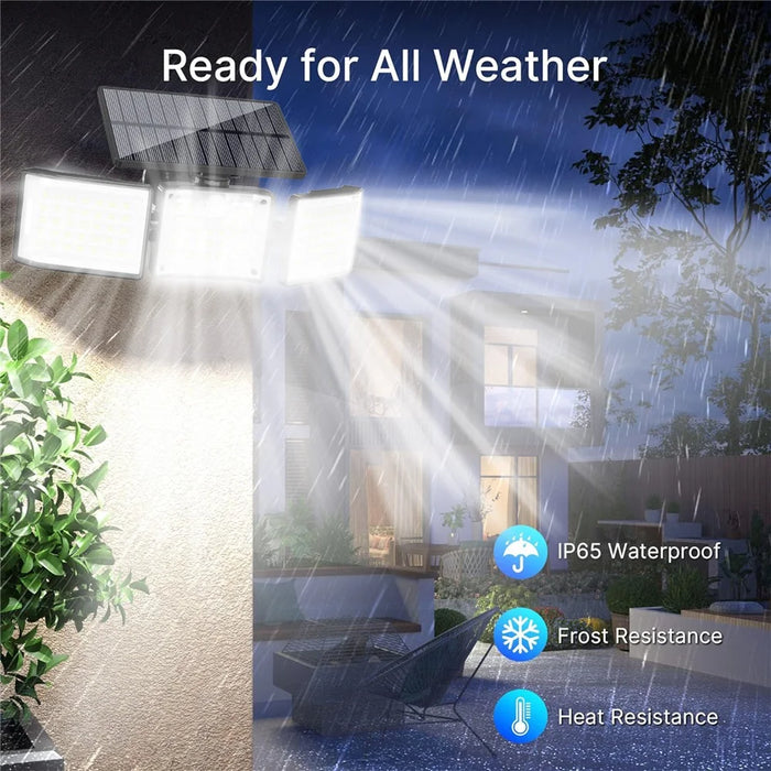 YY-20993 2Pcs Solar Powered 3-Head 99 LED Security Light PIR Motion Sensor IP65 Waterproof Wall Lamp for Yard Garden Garage - 7
