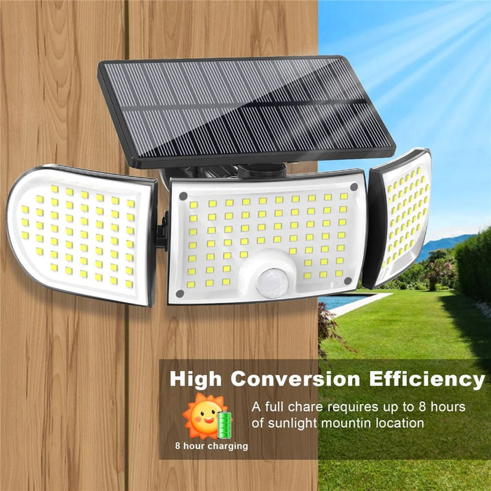 YY-20993 160-LED Solar Powered Wall Light PIR Motion Sensor 600 Lumens IP65 Waterproof Outdoor Security Lamp for Yard Garage - 2