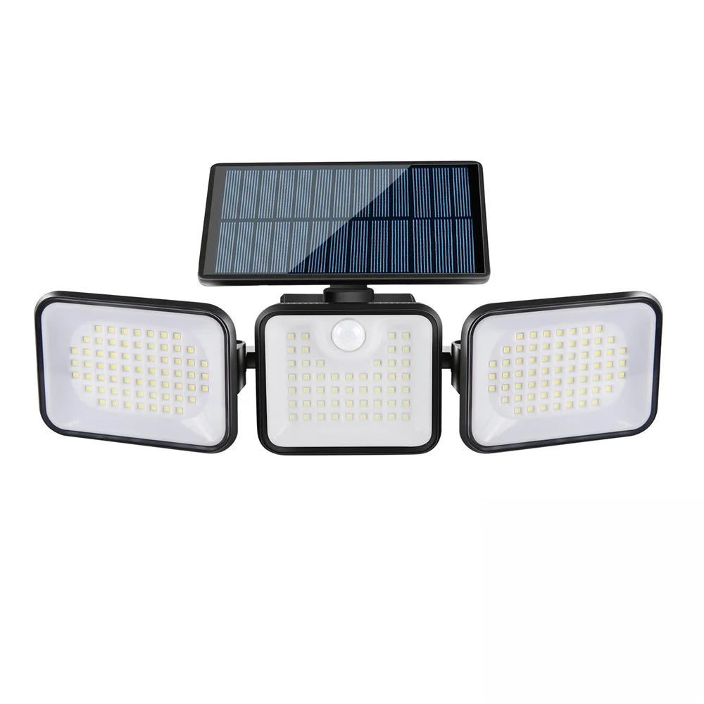 YY-21803 Solar Powered 180-LED Motion Sensor Wall Light 3-Head Rotatable Spotlight 400 Lumens IP65 Waterproof Security Lamp for Outdoor Garden - 4