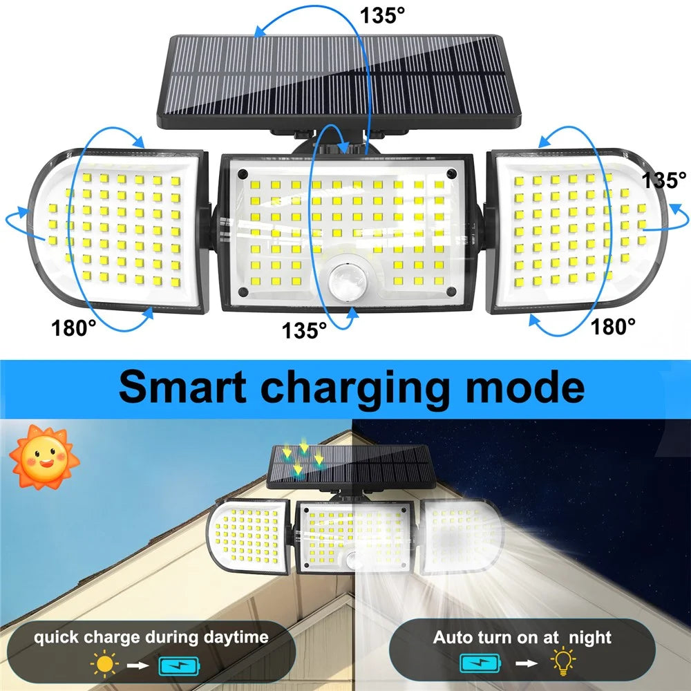 YY-21603 2Pcs Solar Wall Lights 160-LED 600 Lumens Motion Sensor IP65 Waterproof Outdoor Security Lamp for Garage Yard - 4