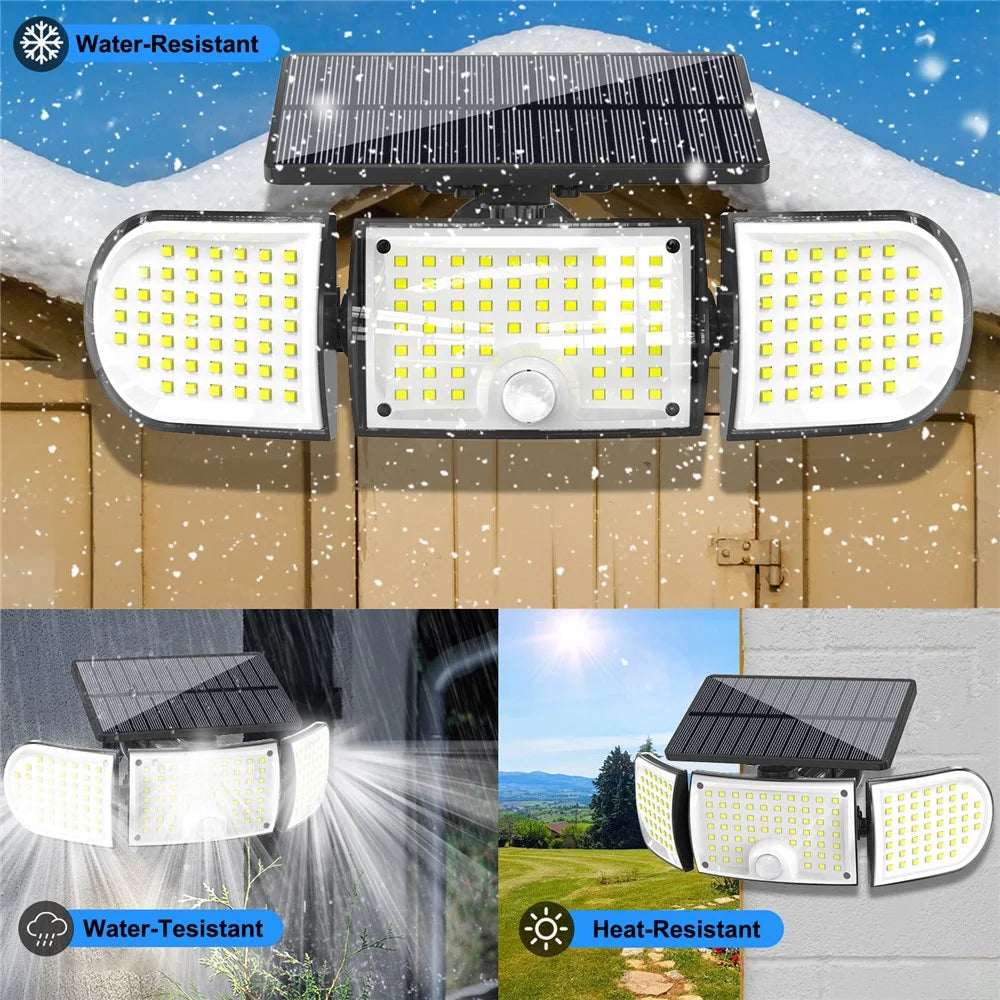 YY-21603 2Pcs Solar Wall Lights 160-LED 600 Lumens Motion Sensor IP65 Waterproof Outdoor Security Lamp for Garage Yard - 6