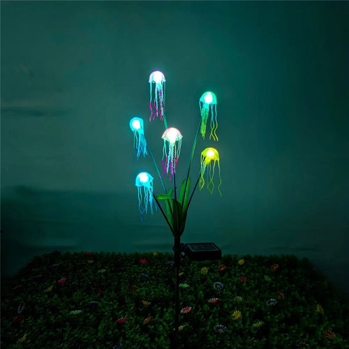 6-Head Solar Jellyfish-Shaped Lights IP65 Waterproof LED Outdoor Garden Decorative Spike Lights for Yard Patio - 6-Head  /  Colorful Light - 1