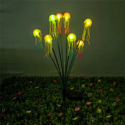 8-Head Solar Jellyfish-Shaped Lights IP65 Waterproof LED Outdoor Garden Decorative Spike Lights for Yard Patio - 8-Head  /  Warm Light - 1