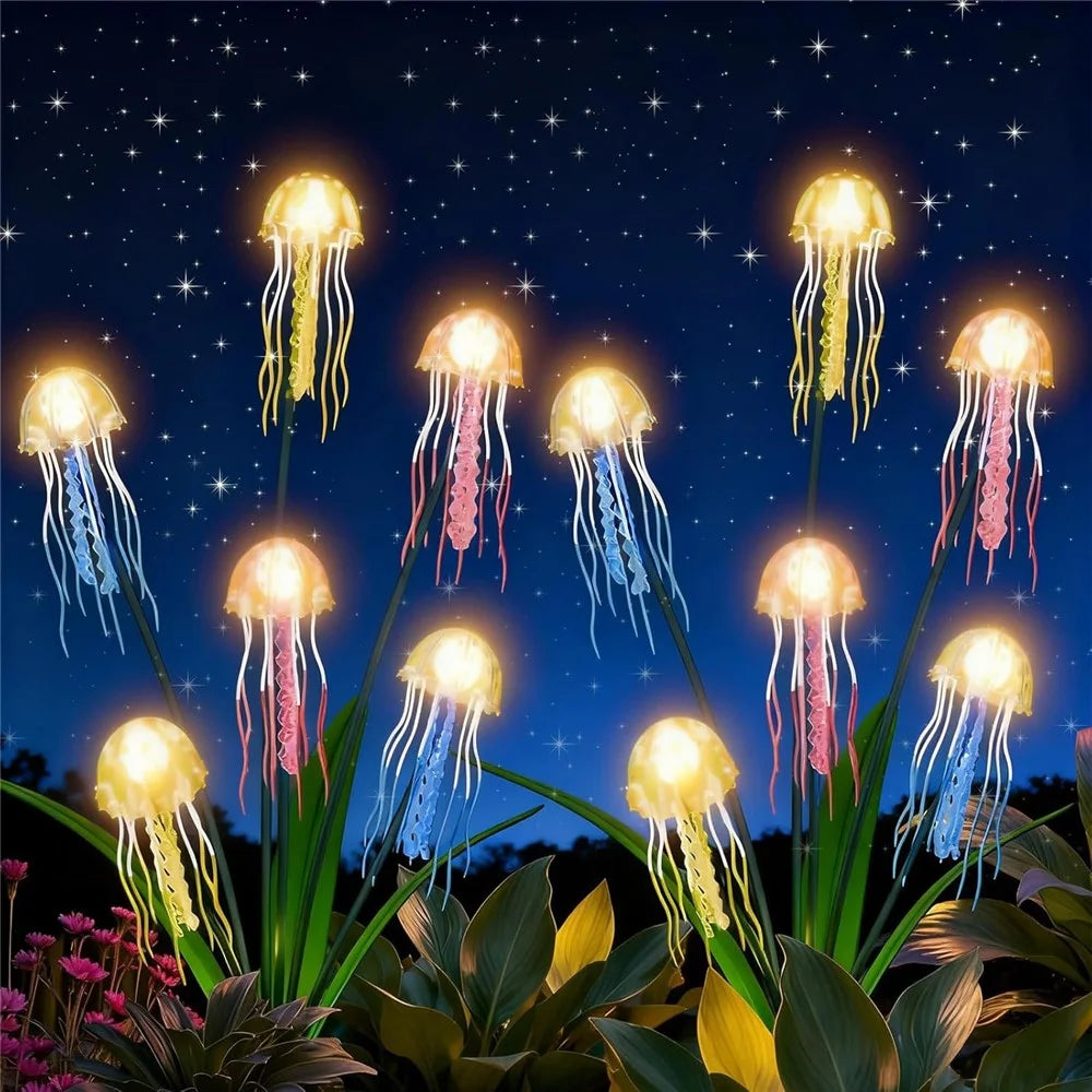 8-Head Solar Jellyfish-Shaped Lights IP65 Waterproof LED Outdoor Garden Decorative Spike Lights for Yard Patio - 8-Head  /  Warm Light - 5