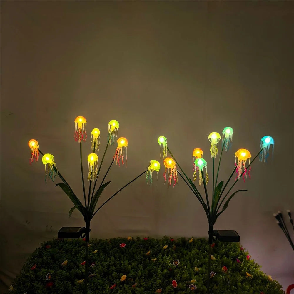 8-Head Solar Jellyfish-Shaped Lights IP65 Waterproof LED Outdoor Garden Decorative Spike Lights for Yard Patio - 8-Head  /  Warm Light - 6