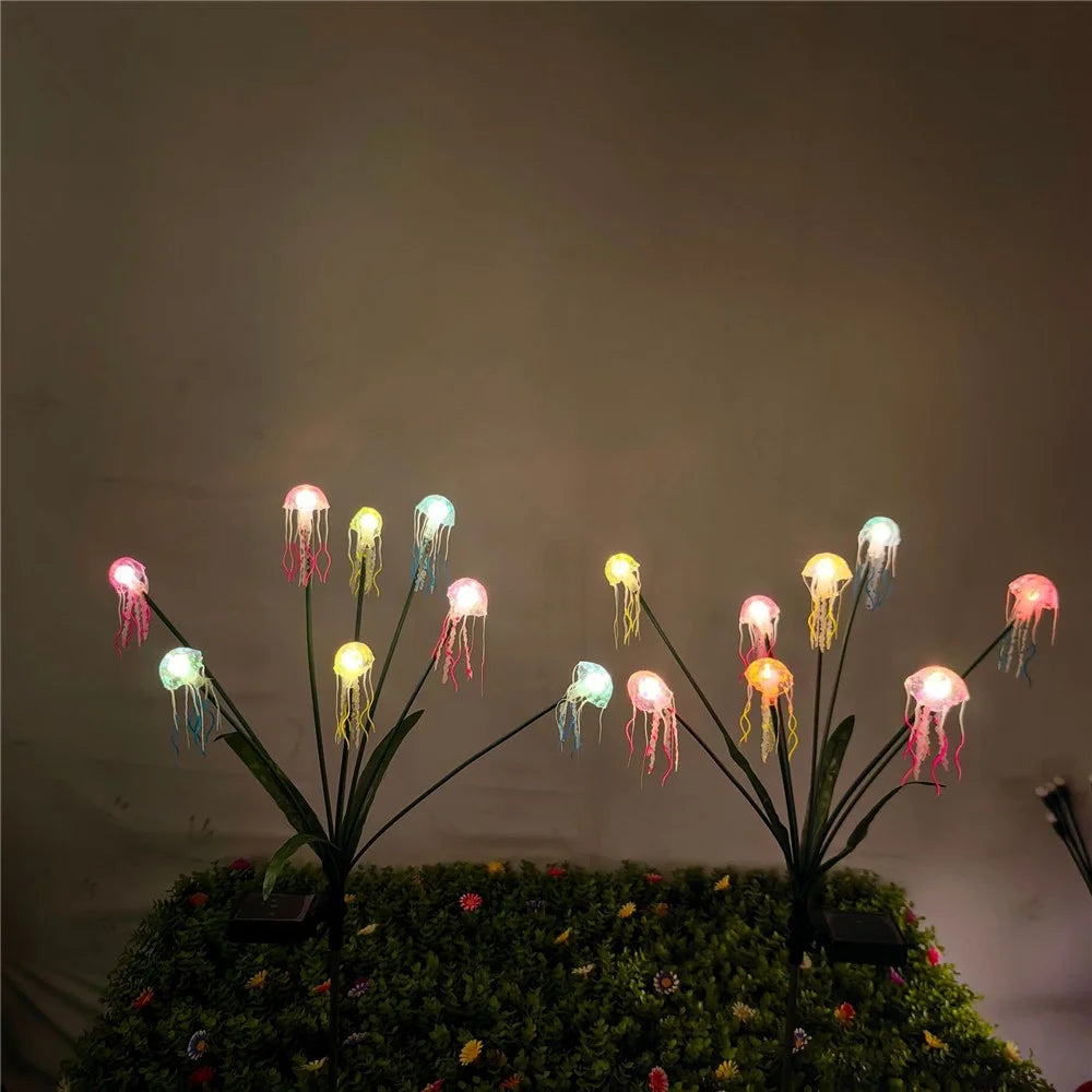 8-Head Solar Jellyfish-Shaped Lights IP65 Waterproof LED Outdoor Garden Decorative Spike Lights for Yard Patio - 8-Head  /  Warm Light - 7