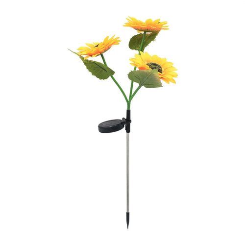 3-Head Solar Sunflower Garden Stake Light 70cm Height LED Waterproof Decorative Ground Spike Light for Yard Lawn - 1