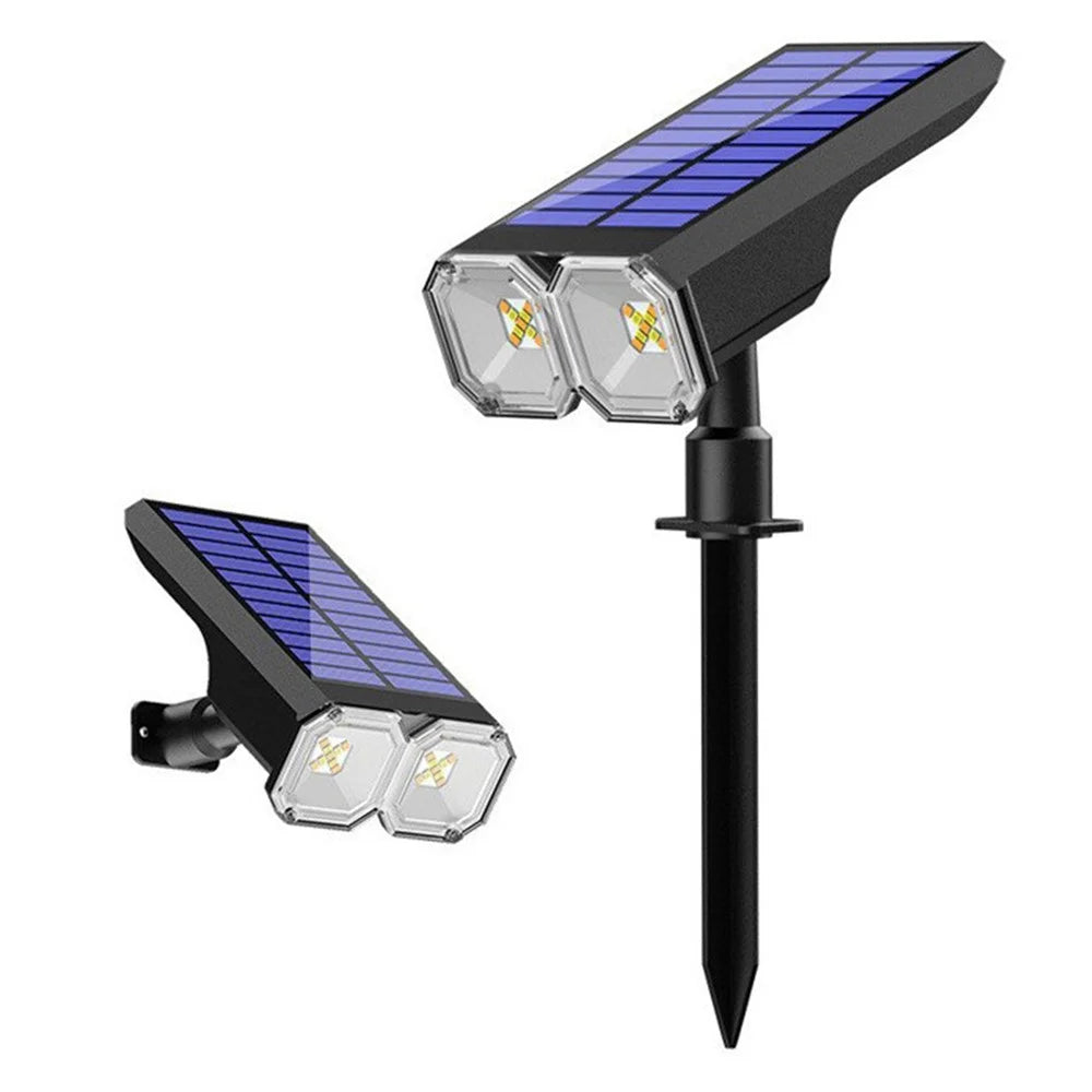 JG025 2Pcs Solar LED Ground Spike Lights 10-LED Warm+8-LED White Light Outdoor Garden Lawn Wall Mount Lamp - 2