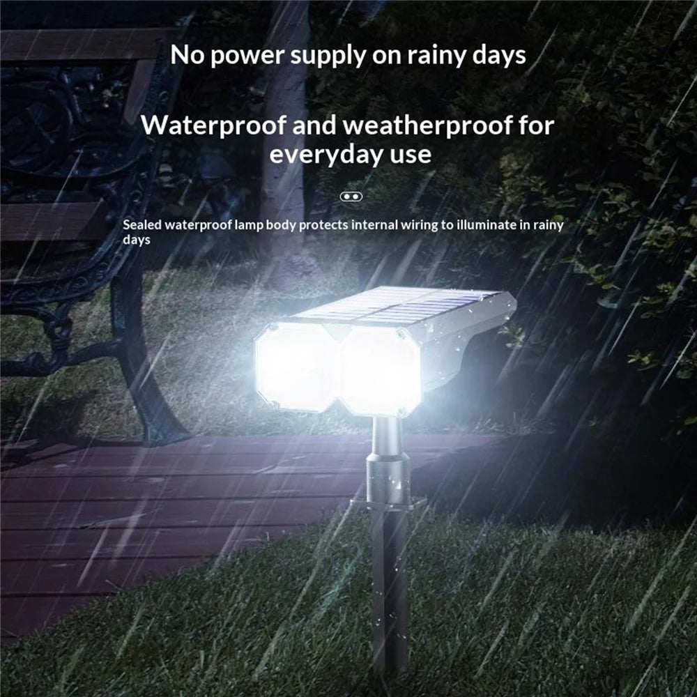 JG025 2Pcs Solar LED Ground Spike Lights 10-LED Warm+8-LED White Light Outdoor Garden Lawn Wall Mount Lamp - 4