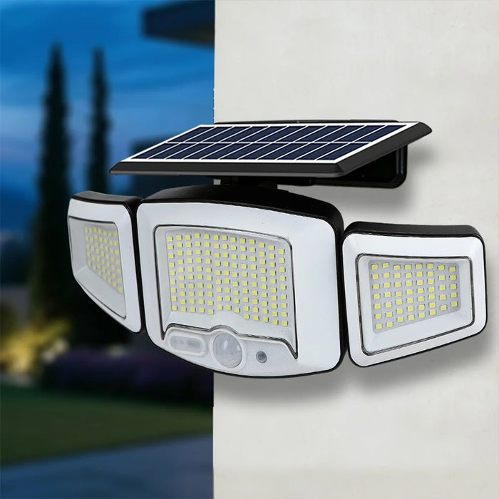 P71 Solar 3-Head LED Wall Light 3 Modes 231-LED PIR Motion Sensor Outdoor Security Lamp - 2
