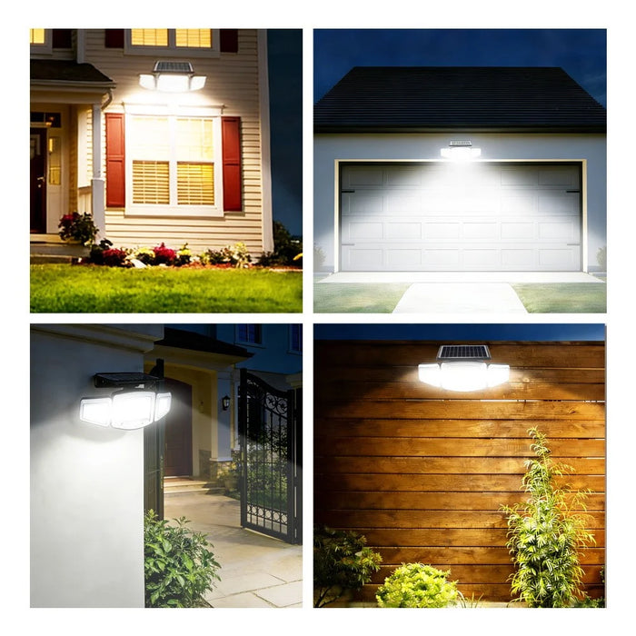 P71 Solar 3-Head LED Wall Light 3 Modes 231-LED PIR Motion Sensor Outdoor Security Lamp - 6