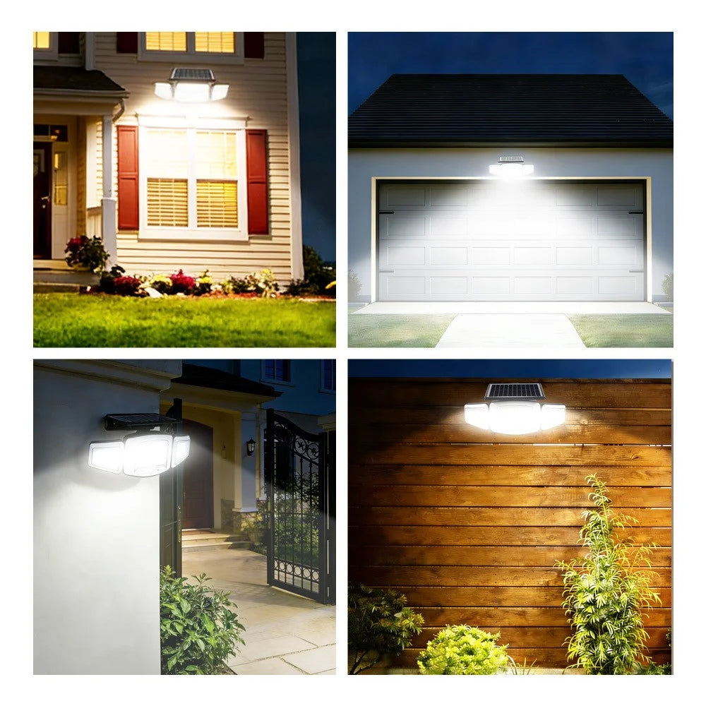 P71 2Pcs Solar 3-Head LED Wall Light 3 Modes 231-LED PIR Motion Sensor Outdoor Security Lamp - 6