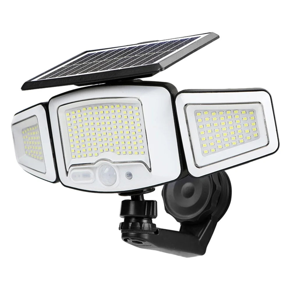 P74 Solar Motion Sensor Magnetic Wall Light Dual Charging 3-Head 231-LED Outdoor Wall Lamp - 1