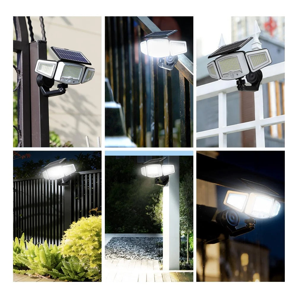P74 Solar Motion Sensor Magnetic Wall Light Dual Charging 3-Head 231-LED Outdoor Wall Lamp - 6